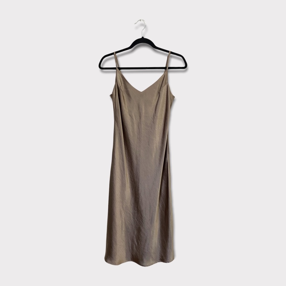 Oak + Fort Midi Slip Dress Taupe Size S - Picture 2 of 12